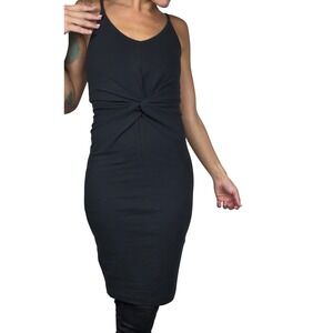 H&M Black Twist Front Bodycon Dress (Size Small)